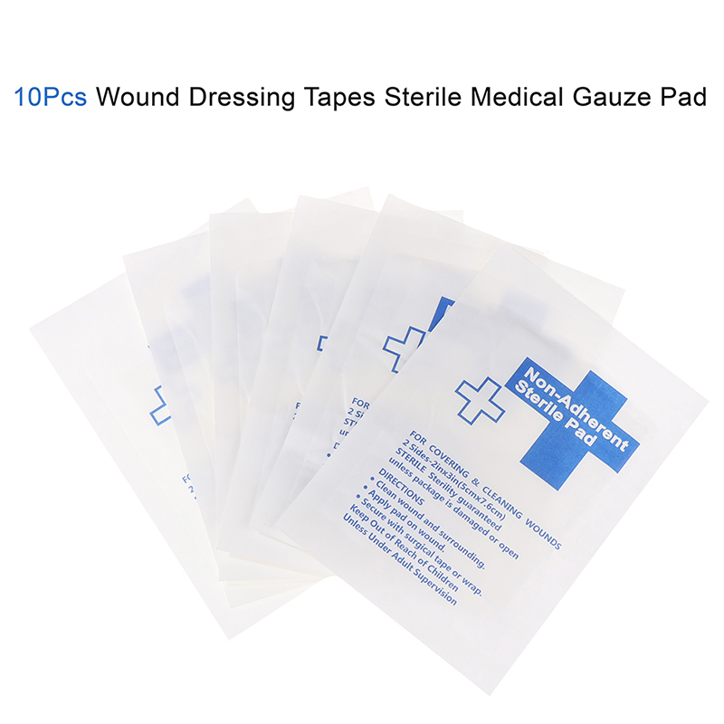 Medical Tape - 防水ガーゼパッド10枚入り、非粘着性、応急処置キット用、傷口被覆用、滅菌ガーゼパッド。