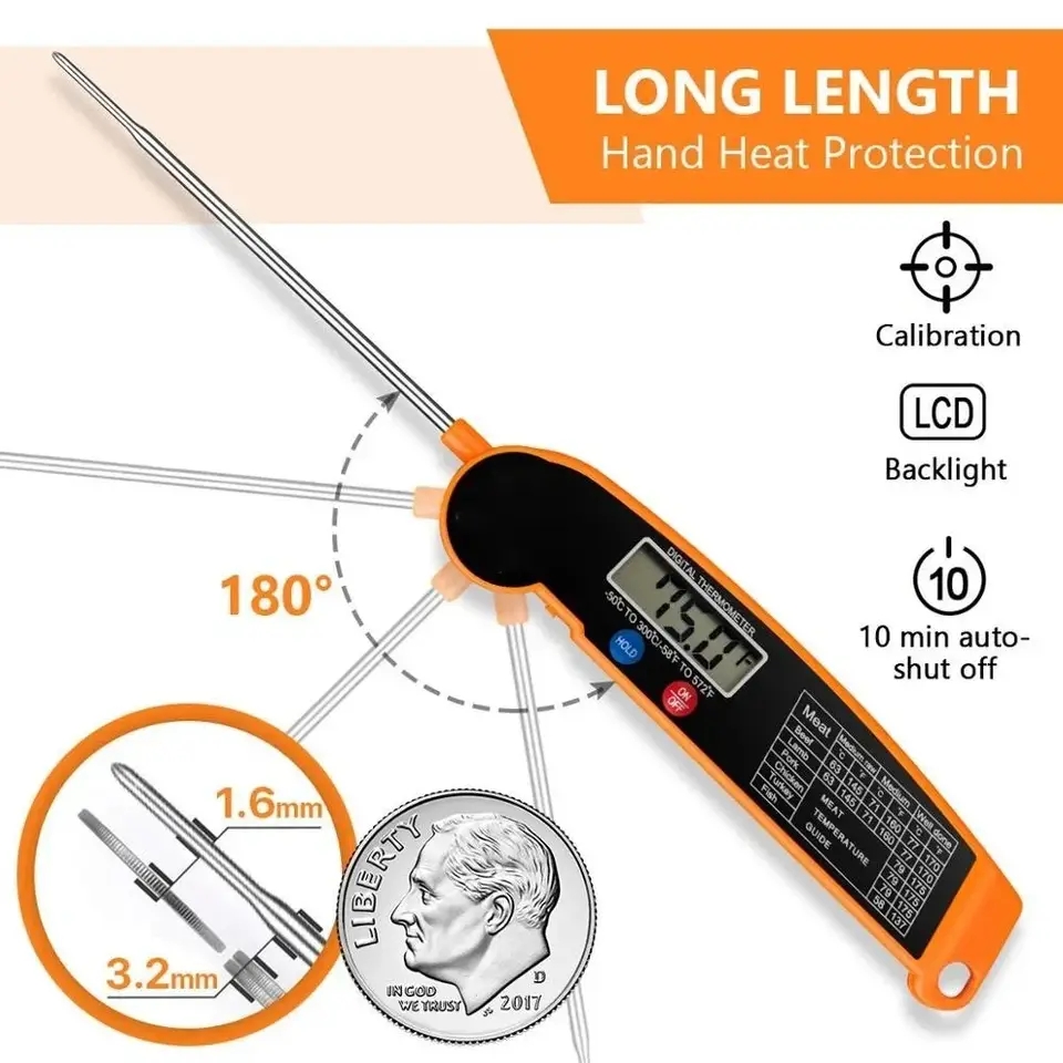 Thermometer Digital - 1個入り デジタル式キッチン用食品温度計。肉、水、牛乳、料理、バーベキュー、電子オーブンなどに使用できるキッチンツール。